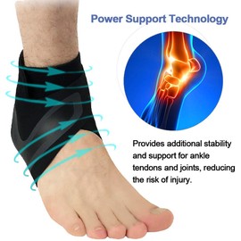 KimDaro 1 Pair Ankle Brace - Compression Sleeve with Adjustable Strap & Comfy Ankle Support Perfect for Sprained Ankle, Achilles Tendon, Plantar Fasciitis & Sports - Ideal for Men & Women (L)