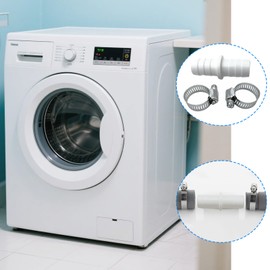 Washing Machine Waste Pipe Connector with Pipe Clips Extension Attachment Hose to Hose Joiner Straight Connection Coupler for Machine Outlet Drain