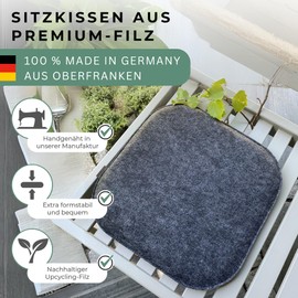 kontor28 - Sustainable Seat Cushion Chair Cushion Round Wheel, Handmade in Germany, 37.5 x 37.5 cm, Made of Upcycling rPET Felt, Seat Cover with Padding Suitable for Outdoor Use and Washable, Dark
