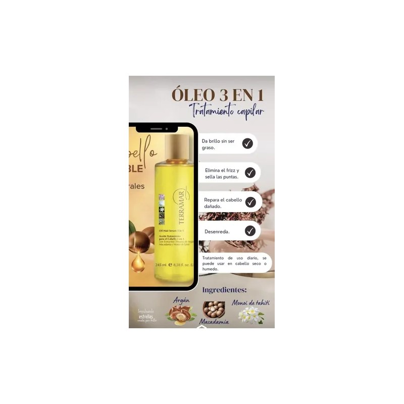 Set Capilar Terramar Óleo 98ml, Serum Termal Y Mascarilla