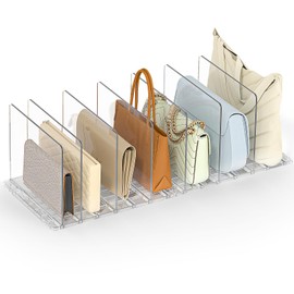 SortNStore Bag & Purse Organizer for Closet: Adjustable Clear Handbag Storage Shelf - Plastic Clutch Dividers for Closet Organizers and Storage - Keep Carteras & Pocketbook Upright