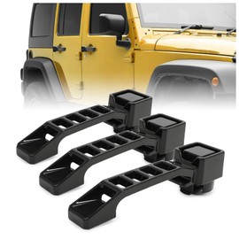 KUAFU Exterior Door Handle Compatible with 2007-2018 Jeep Wrangler JK JKU Door Handle & Tailgate Handle Heavy Duty Aluminum Powder Coated Black (3Pcs)
