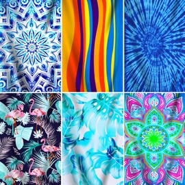 Genovega 6 Packs Oversized Terry Beach Towel Set 36 x 72 Soft Thin Extra Large Pool Camping Swim Bulk Towels Blanket Clearance Travel Adult Essentials Accessories Must Haves Vacation Striped Boho