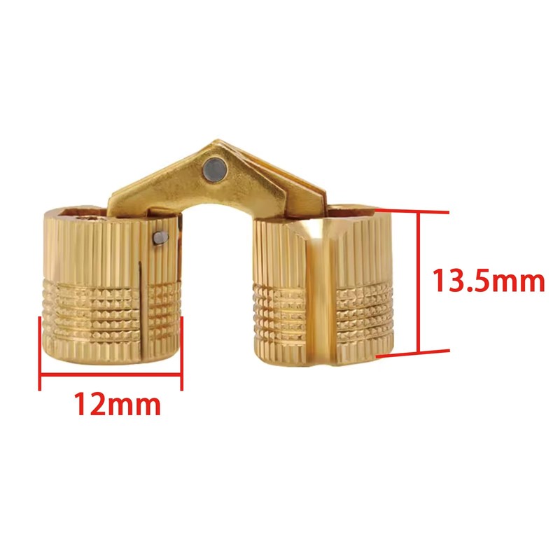 4 Pcs Brass Hinges, 12mm Copper Barrel Hidden Hinge for
