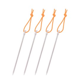 iBasingo Ti4005P Titanium Pegs 165 mm Ultralight Tent Stakes Heavy Duty Tent Nails Outdoor Awning Stakes Camping Tent Pin Accessories for Grass Hard Ground with Rope Only 16 g/Piece Set of 4