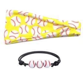 Baby Boy Softball Baseball Sports Headband and Adjustable Bracelet 2 Pcs Set Baseball Sports Party Birthday Outfit