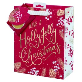 Tom Smith Holly Jolly Christmas Luxury Xmas Gift Bag Packaging Set