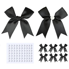 TIMESEEK Onyx Black Satin Ribbon Twist Tie Bows 60-Pack, 3.3 Inch Elegant Gift Wrap Bows for Treat Bags, Holiday Gifts, Gift Bags, DIY Crafts, Baby Showers, Weddings & Christmas Party Decorations