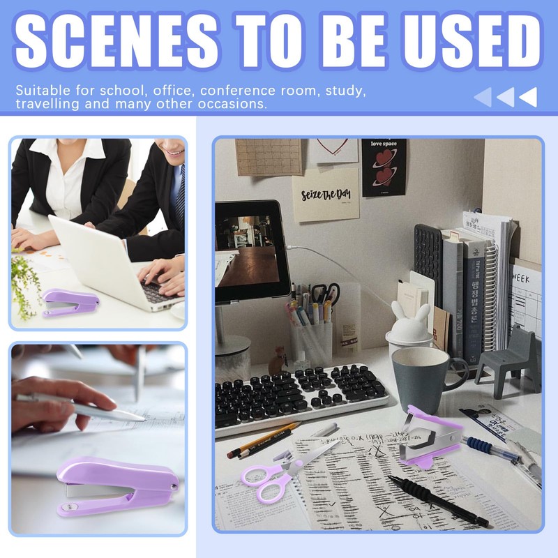 Glarks 1008pcs Purple Office Supplies Kit Desk Accessories Include Stapler,