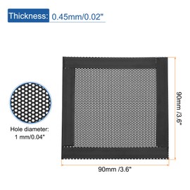 MECCANIXITY 5PCS PC Dust Filter, 90mmx90mm PVC Computer Case Cooler Dustproof Mesh Cover Fan Grills for Computer Chassis Speaker, Black