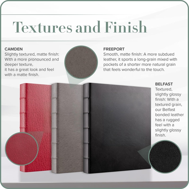 Gallery Leather 3 Ring Binder with Plastic Sleeves, Includes 10