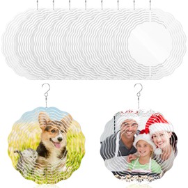 Weysat 10 Pack Sublimation Wind Spinner Blanks 3D Aluminum Wind Spinners Hanging Spinners DIY Crafts Ornaments for Indoor Outdoor Garden Yard Window Porch Front Door Decoration (8 Inch)