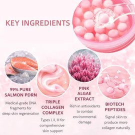 Salmon DNA PDRN Capsule Cream, Crema en Cápsulas de Colágeno, Crema hidratante facial, Crema hidratante ligera, PDRN, niacinamida para tono desigual  