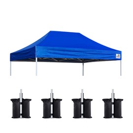 Eurmax USA Pop Up Canopy Replacement Canopy Tent Top Cover, Instant Canopy Top Cover ONLY,Bonus 4PC Pack Weight Bag (8x12, Blue)