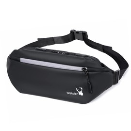 FANDARE Ultralight Chest Bag Bum Bag Men's Belt Bag Sling Bag Sports Bag Waterproof PU Waist Bag Shoulder Bag for Outdoor Sports Jogging Hiking Cycling Travel Daypacks, black