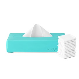 LastTissue® Reusable Tissue Box - with 18 Organic Soft Cotton Wipes, Eco Friendly and Sustainable Tissue Holder and Facial Tissues for Nose, Can be used as Paper Towels for Household