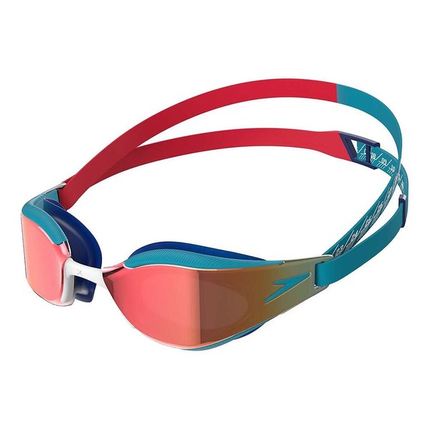 Speedo Unisex Kids Fastskin Hyper Elite Mirror Swimming Goggles, Red/Blue, One Size