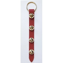 Kensington Row Home Collection RED LEATHER BELL STRAP WITH FOUR BRASS PLATED BELLS