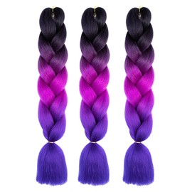 Braiding Hair 24 Inch Braid Hair Extensions Hot Water Setting High Temperature Synthetic Fiber(C10-3Packs)