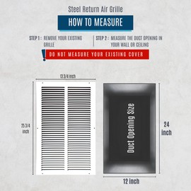 Fits 12x24 Duct Opening | Steel Return Air Grille by Handua | Vent Cover Grill for Sidewall and Ceiling | White | HVAC Cold Air Intake Grille | Outer Dimensions: 13.75"W X 25.75"