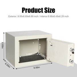 Parrency Security Digital Safe for Home Office,0.17 Cubic Home Keypad Safe,Protect Money,Jewelry,Passports (White)