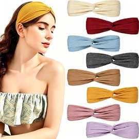 Bandas para el Cabello 8Pz con Lazo, Diadema Deportiva Ajustable Mujer 8 colores, suaves y ligeras, ajuste cómodo, no resbalan, para yoga, gimnasio, maquillaje y uso diario