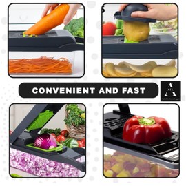 Food Choppers, 18 in 1, Salad & Onion Slicer, Picador de Verduras y Vegetales, Vegetable Slicer, Potato Slicer & Onion chopper, Chopper Vegetable Cutter, Gifts For Home, (Gray_Green)