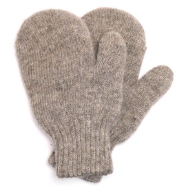 KIDS 100% Wool Mittens, Double-Layer of Natural Dye-Free Mongolian Sheep Wool, Warm Cozy, One pair (Dark gray, Large)