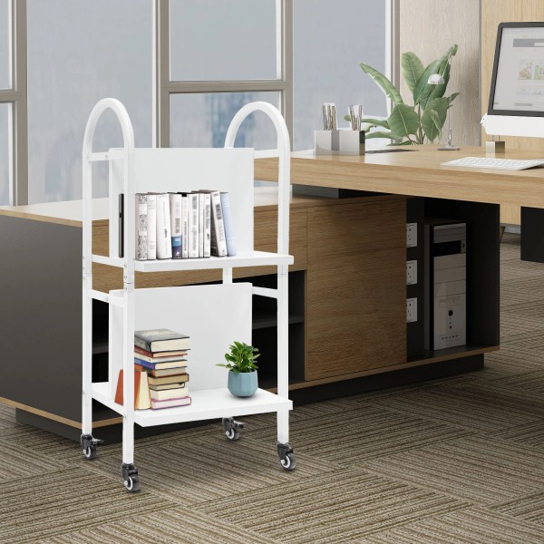 Unbrand 2-tier Library Book Storage Cart Rolling Book Truck Book