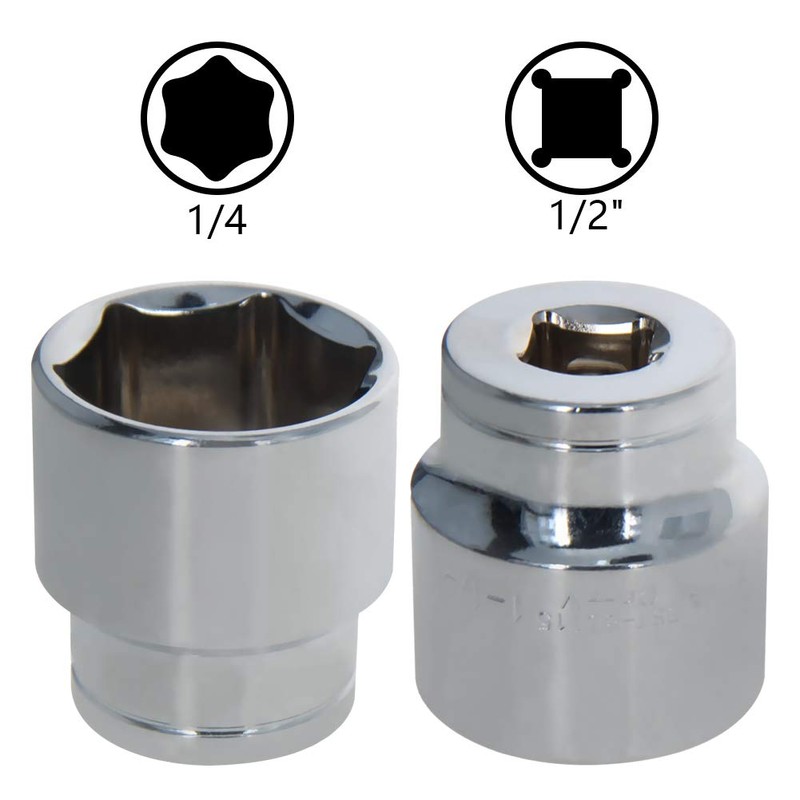 Auniwaig 1/2" Drive 1-1/4" 6-Point Impact Socket,Imperial Chrome Vanadium 2pcs