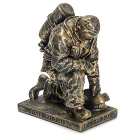 Dicksons Joyful in Hope Praying Firefighter 5 inch Gray Resin Stone Table Top Figurine