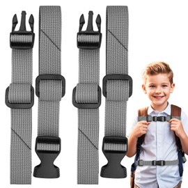 XIANGLONGY Pack of 2 Adjustable Chest Strap Backpack Children, School Backpack Chest Strap for Backpack with Quick Release, Non-Slip Backpack Chest Strap for Jogging Hiking Outside (Grey)