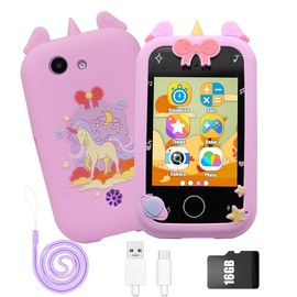 OBEST Smartphone para niños, Teléfono de Juguete para niños, Puzzle y Juegos de Aprendizaje, Reproductor de música, Visualización táctil, Doble cámara, Regalo de cumpleaños de Navidad