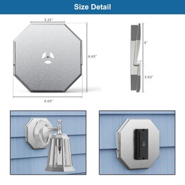 Vinyl Siding Mounting Blocks-New Silvery,130110006001 Octagon Siding Mounting Kit for Outdoor Light, Great Appearance Vinyl Siding Light Wall Plate for 1/2 Inch Lap Double and 4 Inch Siding
