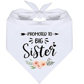 Promoted to Big Sister Dog Bandana, White Pet Scarf Pregnancy Announcement Dog Bandana Baby Dog Gender Revealing Photo Props Accessories