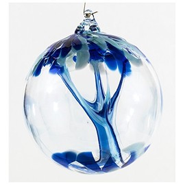 Milford Collection Tree of Life Small Glass Globe - Aquamarine