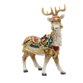 Fitz and Floyd Noel Holiday Standing Deer Ceramic Candle Holder Figurine, 10.25 inch