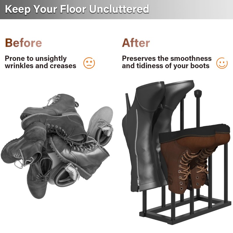 22.5 Inches Free Standing Shoe Racks, Tall Black Metal Boot