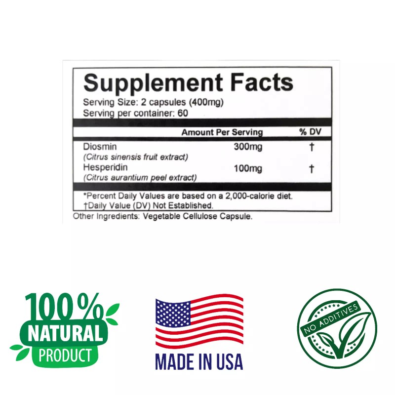 Herbs SRA VARICOSE VEINS SUPPORT. 120 Capsules, Diosmin & Hesperidin,