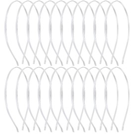20 Pack Bulk 4 MM Thin Silver Plain Blank Hard Metal Headbands Skinny Headband Slim Simple Hair Hoop Wire Hair Bands Clasps Crown Tiara Base Frame DIY Crafts Headpieces Accessories for Women Girls