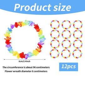12 Pcs Hawaiian Garlands,Hawaiian Flower Lei Luau Aloha Hawaiian Garland Necklaces for Tropical Party Beach Wedding Hawaiian Party Decorations