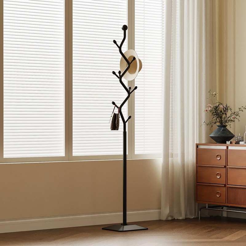 ZEYEXE Tree-shaped coat rack,Coat Tree Freestanding with 8 Hooks and
