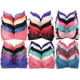ToBeInStyle Women's Pack of 6 Random Assorted Print Bras - Assorted Colors - Size 30A