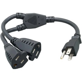 Comtop Connectivity Solutions, Inc. Power Cord Extension and Splitter, NEMA 5-15P to NEMA 5-15R x 2, 16 AWG, 13A, 12