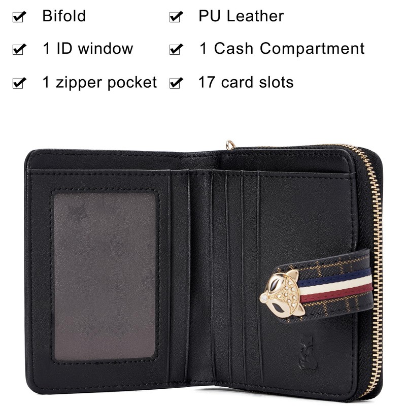FOXLOVER Genuine Leather Zip Small Wallet Women RFID Blocking Credit