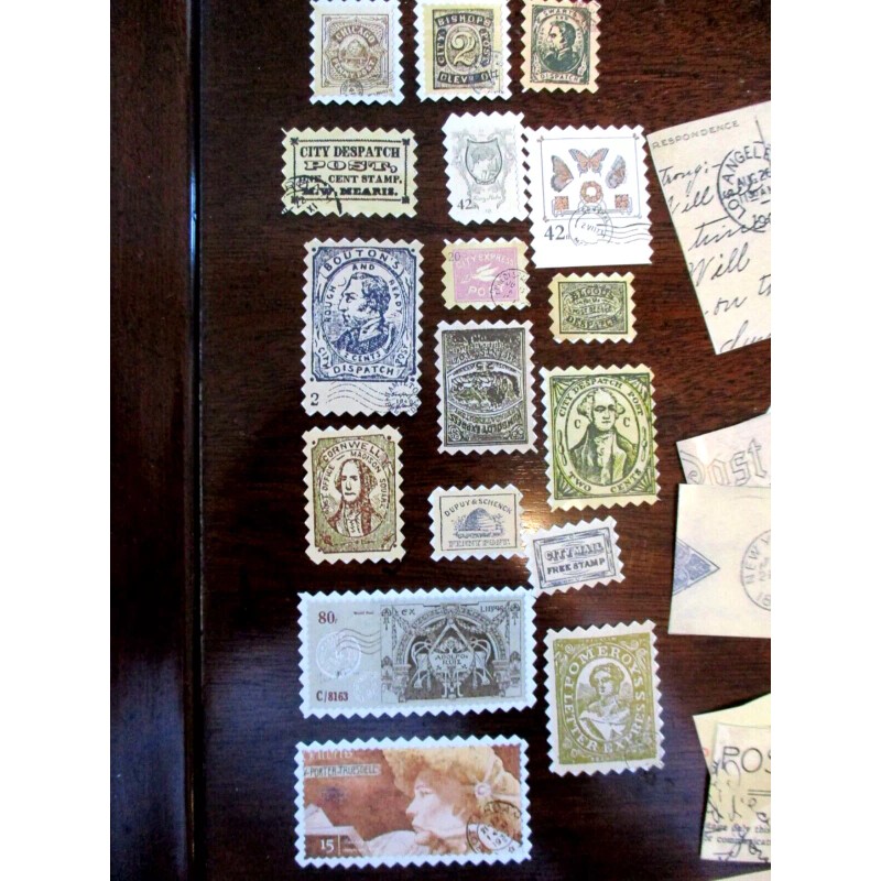 Set/31 REPRINT Craft, Scrapbooking, Junk Journal Sticker Stamps/Postcar