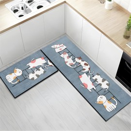 Aglem Kitchen Mat, Entrance Mat, Bath Mat, Mameshiba, Shiba Inu, Dog, Cat, Anti-Slip, Foot Wipe Mat, Cute, Kitchen, Bathroom, Entrance, Washroom (cat, 40 x 60)