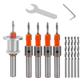 Dakewang Countersink Drill Bit Set 5Pcs(2.8/3.0/3.2/3.5/4mm), Woodworking Countersink Drill Bits with Adjustable Bit Depth Stop for Wood.(8mm Countersink Diameter)