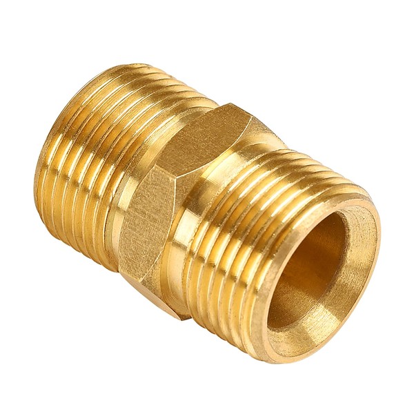 YAMATIC Pressure Washer Hose Coupler, M22-14mm Male to M22-14mm Male, Solid Brass 5000 PSI Pressure Washer Hose Extension Adapter Fitting, 1 PCS