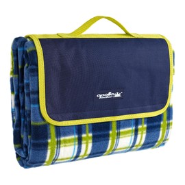 apollo walker Extra Large Picnic Blanket Outdoor Beach Blanket Waterproof Sandproof，60" X 80" Picnic Mat Tote for The Beach,Camping Travelling on Grass (Blue Green Lattice)